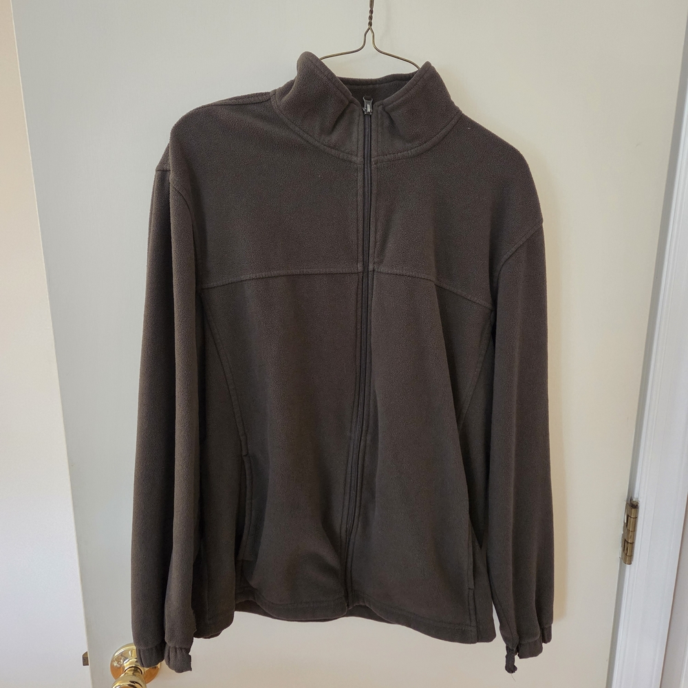 STARTER Men's Size Small Hunter Green Full Zip Fleece WITH CUT SLEEVES
